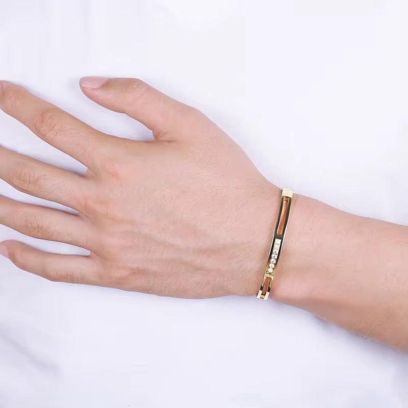 Stålarmband med 18K förgyllning och CZ 6MM