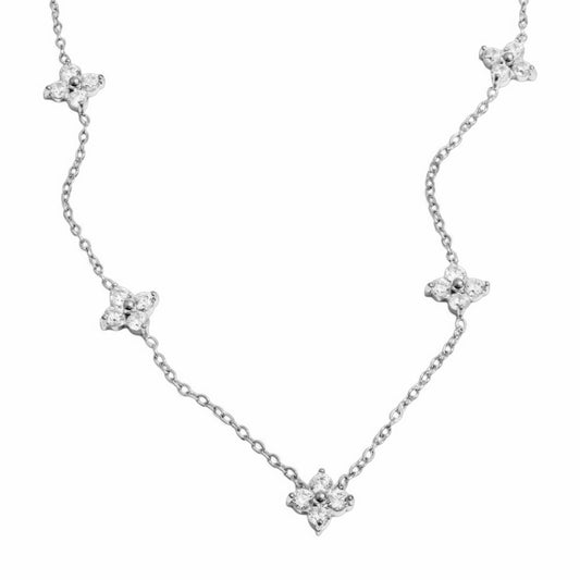Stålhalsband med CZ 41+5 cm