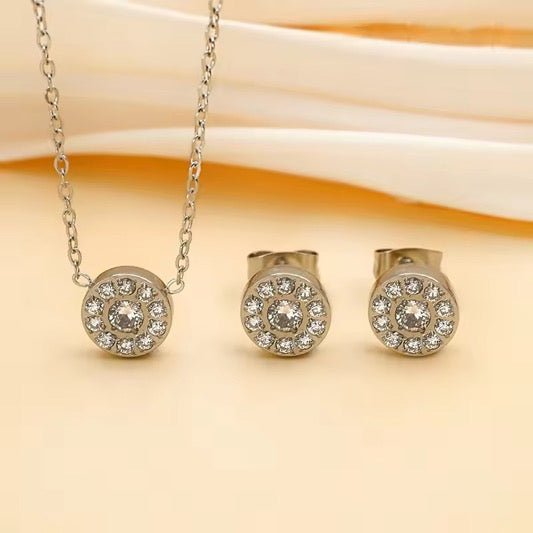 Stålhalsband med CZ 40+5 cm