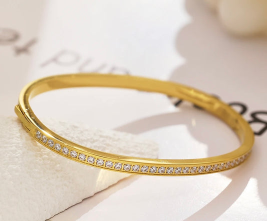 Stålarmband med 18K förgyllning och CZ 4MM