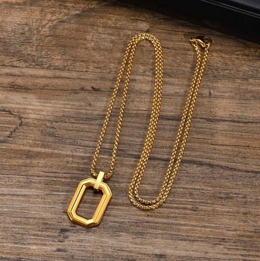 Stålhalsband med 18K förgyllning 60 cm