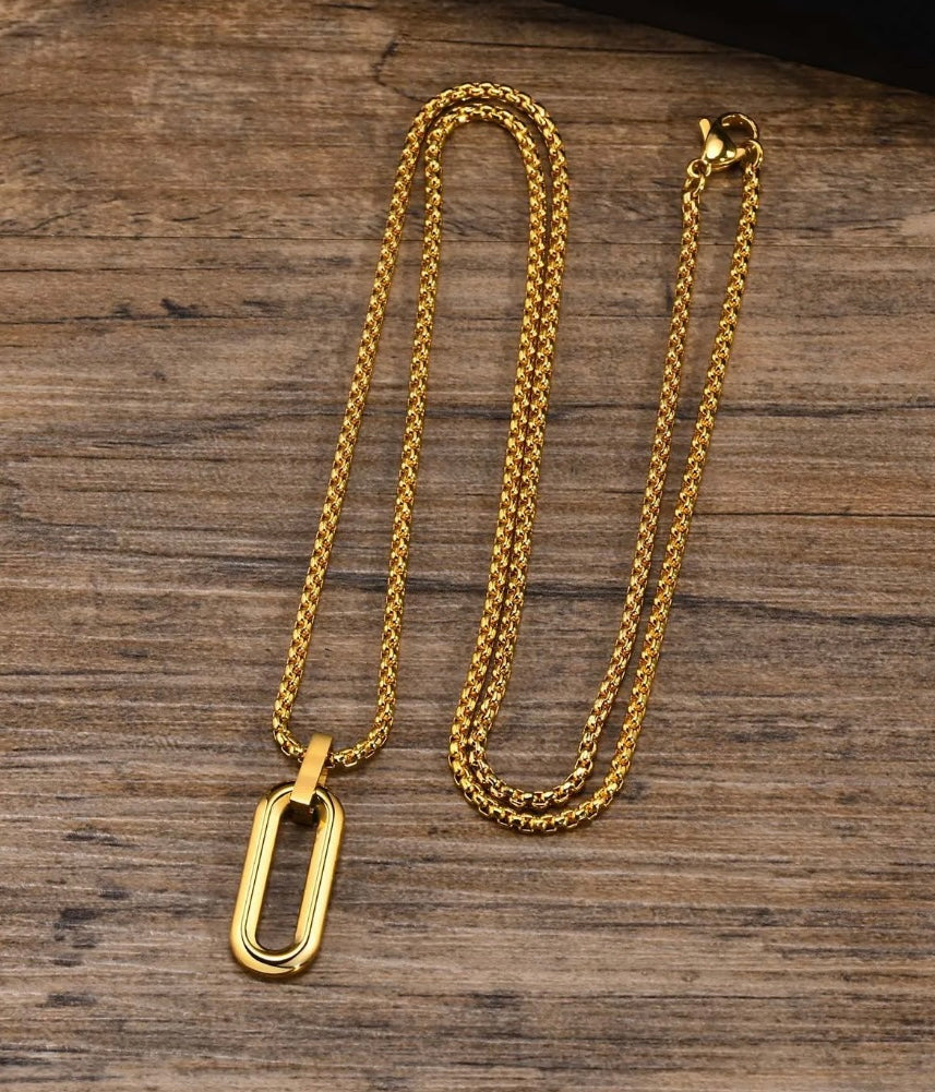 Stålhalsband med 18K förgyllning 60 cm