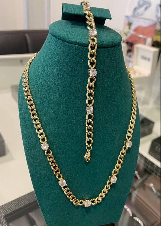 Stålarmband med 14K förgyllning och CZ 5MM 16+4 cm