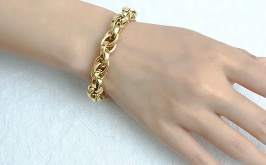 Stålarmband med 18K förgyllning 18+4,5 cm