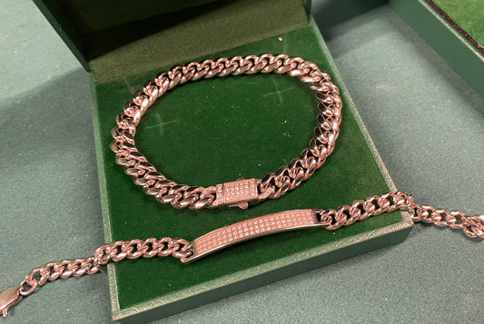 Stålarmband med CZ 19CM / 17CM (10 MM)