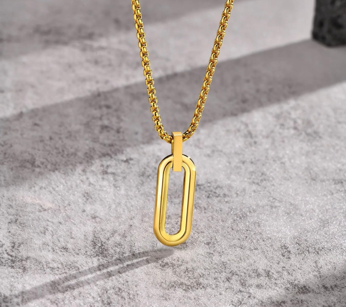 Stålhalsband med 18K förgyllning 60 cm