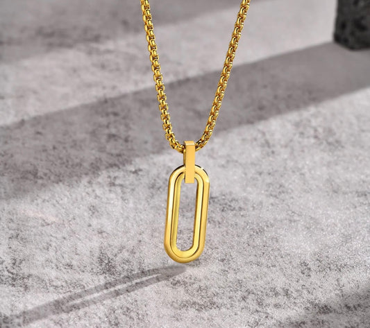 Stålhalsband med 18K förgyllning 60 cm