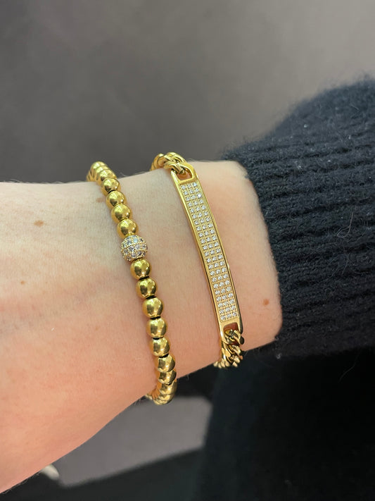 Stålarmband med 18K förgyllning och CZ - Reglerbar