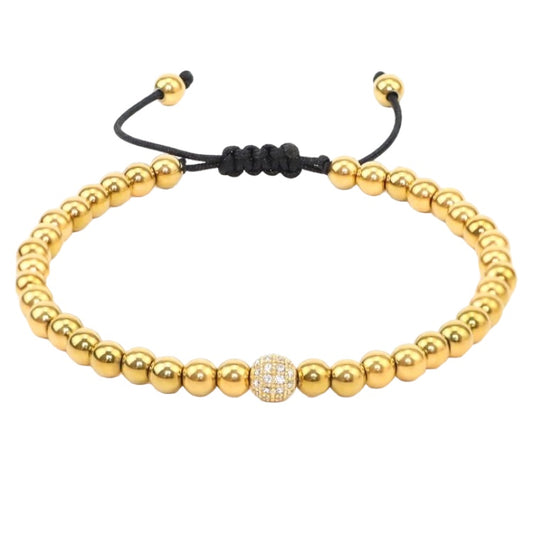 Stålarmband med 18K förgyllning och CZ - Reglerbar