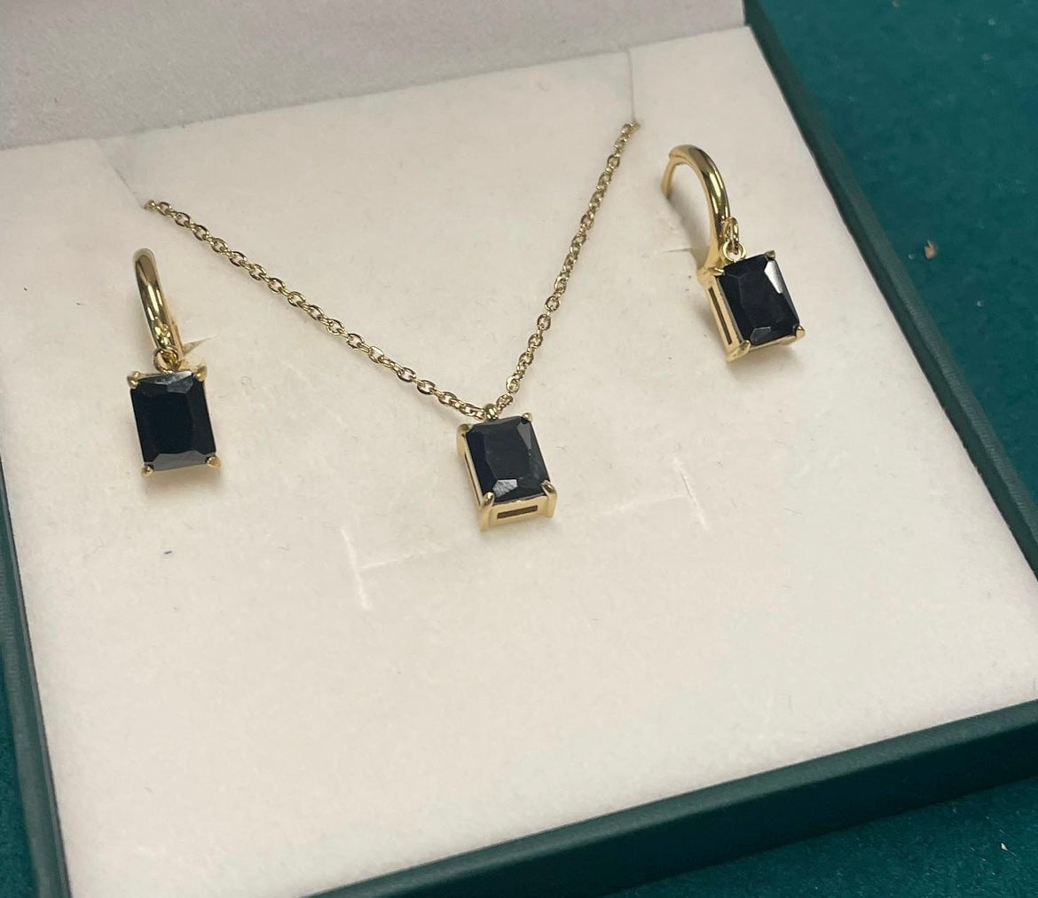 Stålhalsband med 14K förgyllning och CZ 40+5 cm