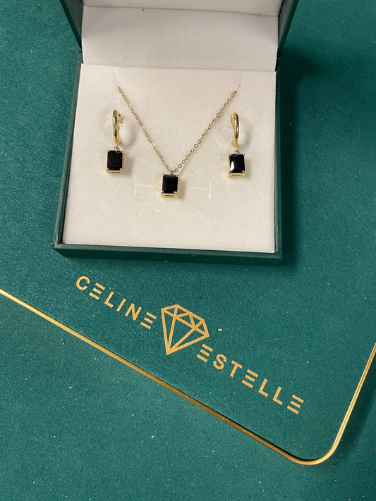 Stålhalsband med 14K förgyllning och CZ 40+5 cm