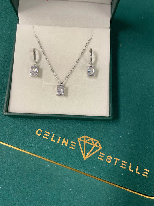 Stålhalsband med CZ 40+5 cm