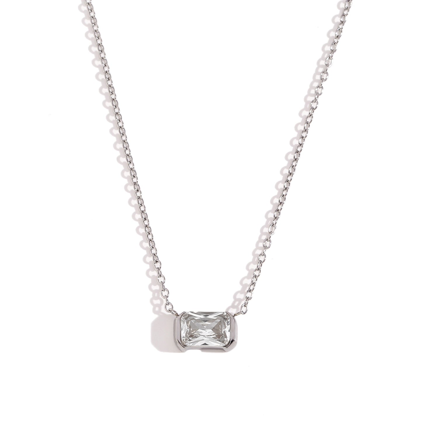 Stålhalsband med CZ 40+5 cm