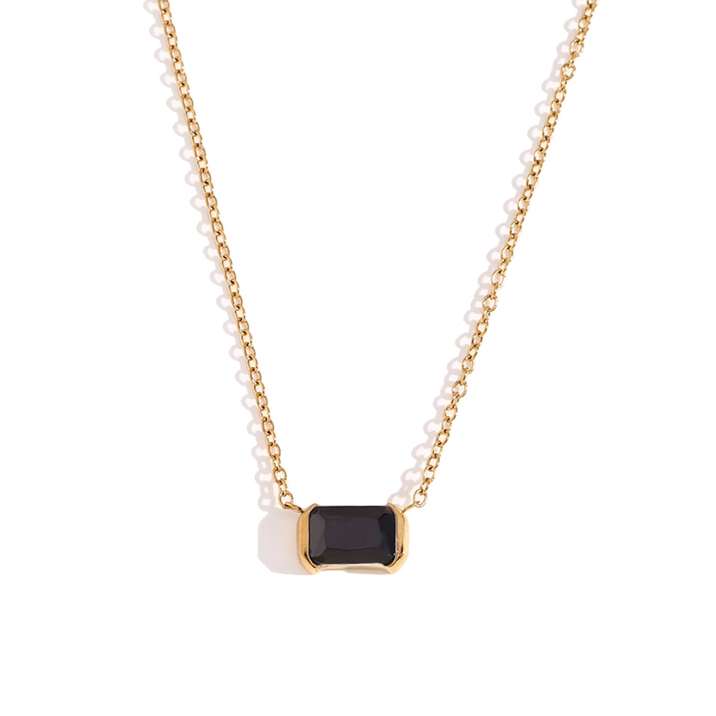 Stålhalsband med 18K förgyllning och CZ 40+5 cm