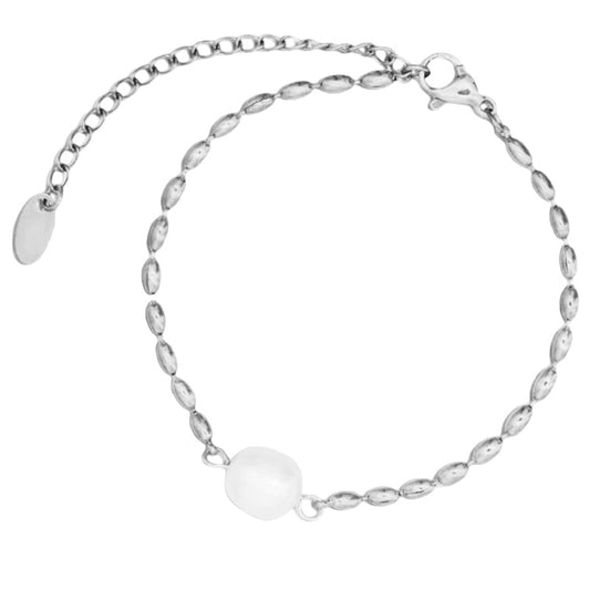 Stålarmband med Sötvattenpärla 15,5+5 cm