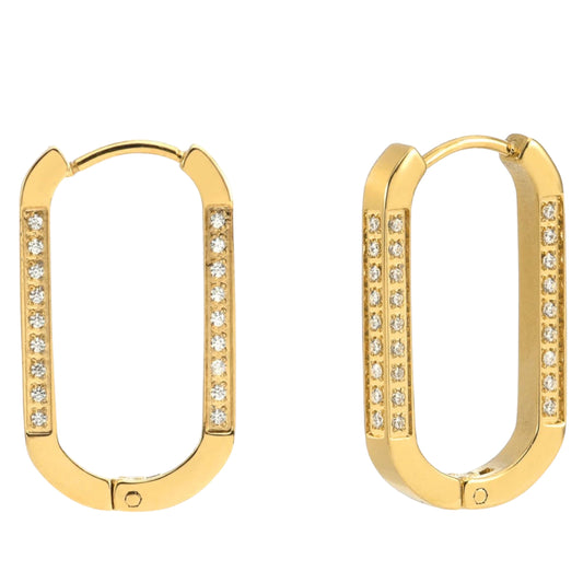 Stålörhängen med 18K förgyllning och CZ 25MM