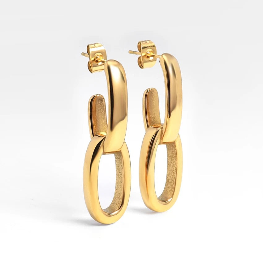 Stålörhängen med 18K förgyllning 37MM