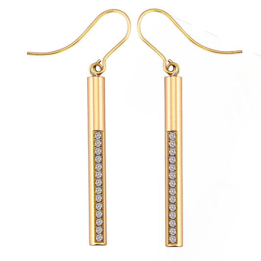 Stålörhängen med 18K förgyllning och CZ 25MM