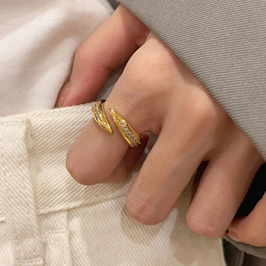 Stålring med 18K förgyllning och CZ - Reglerbar