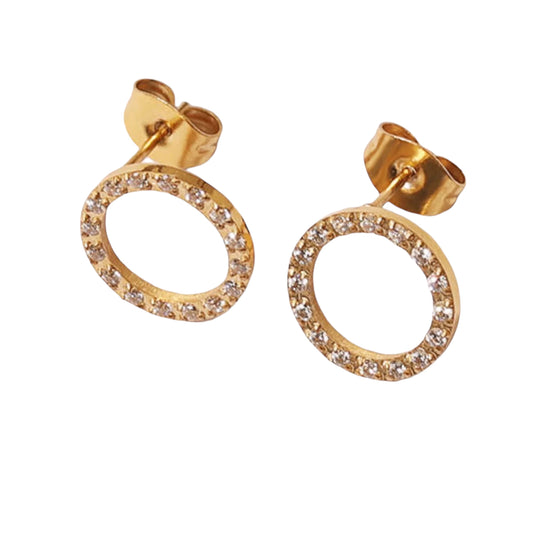 Stålörhängen med 18K förgyllning och CZ