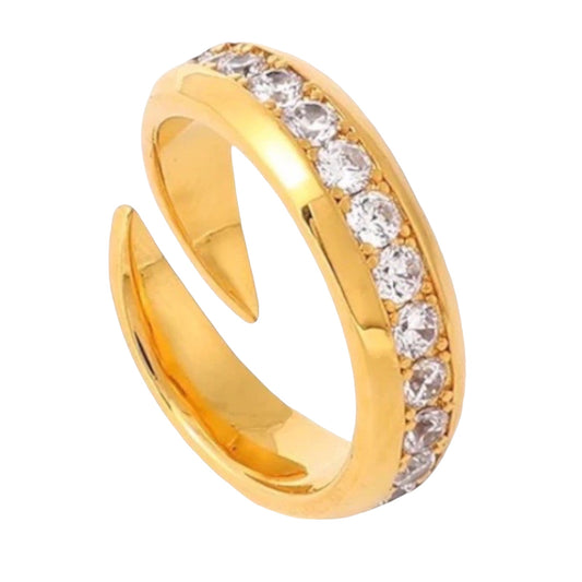 Stålring med 18K förgyllning och CZ - Reglerbar