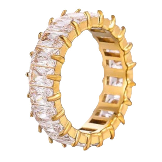 Stålring med 18K förgyllning och CZ