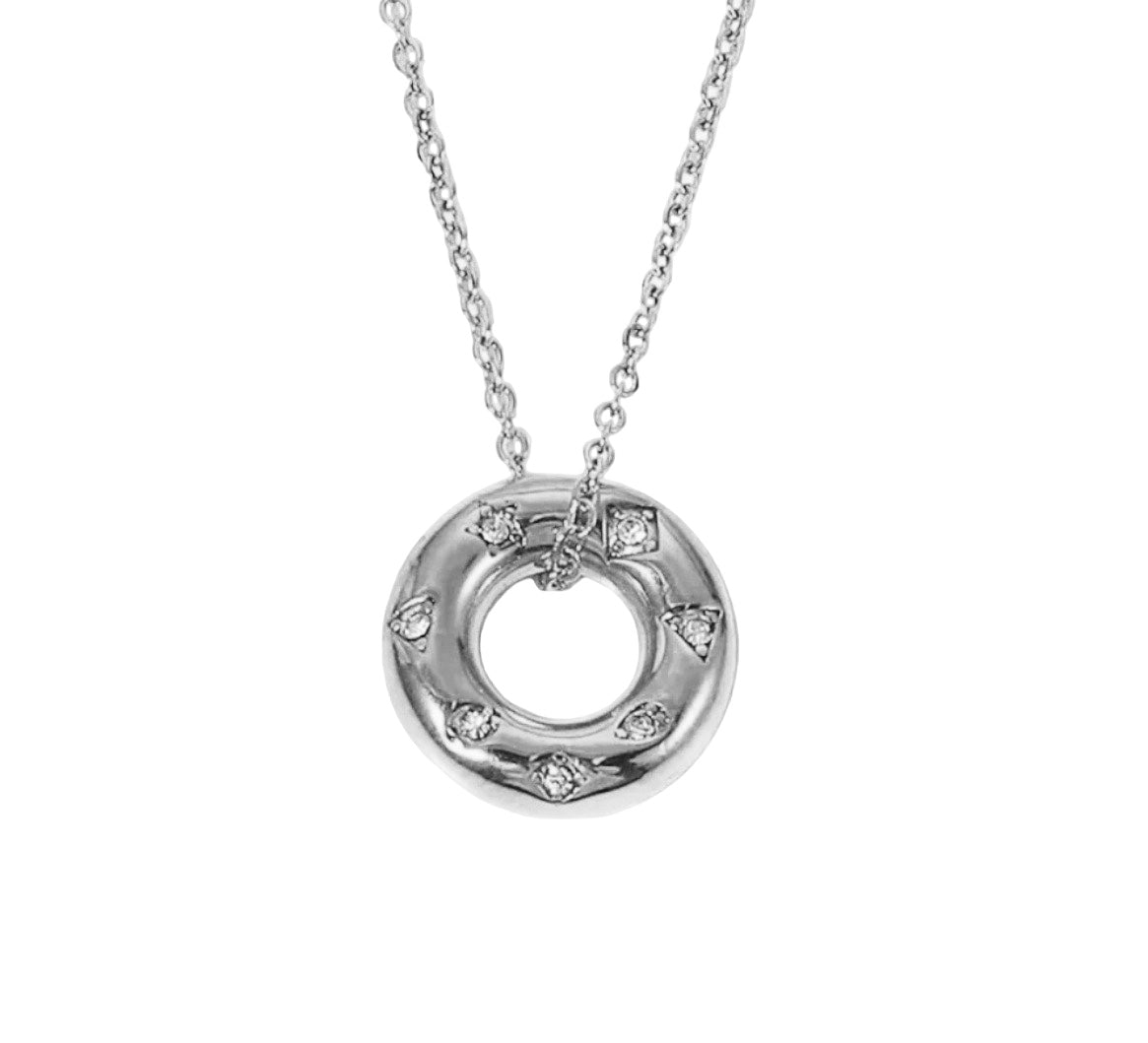 Stålhalsband med CZ 40+5 cm