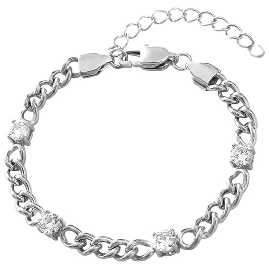Stålarmband med CZ 5MM 16+4 cm