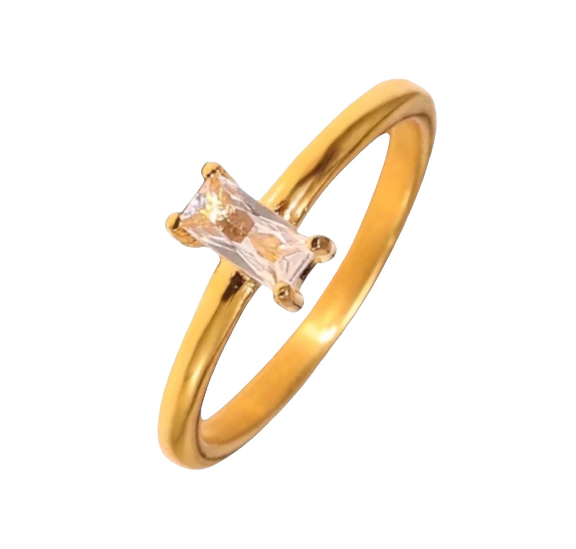 Stålring med 18K förgyllning och CZ