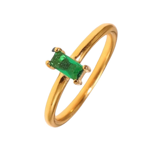 Stålring med 18K förgyllning och CZ