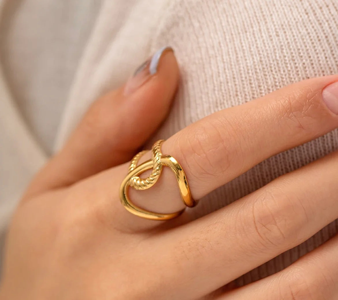 Stålring med 18K förgyllning - Reglerbar