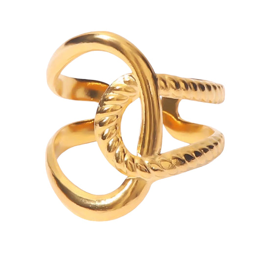 Stålring med 18K förgyllning - Reglerbar