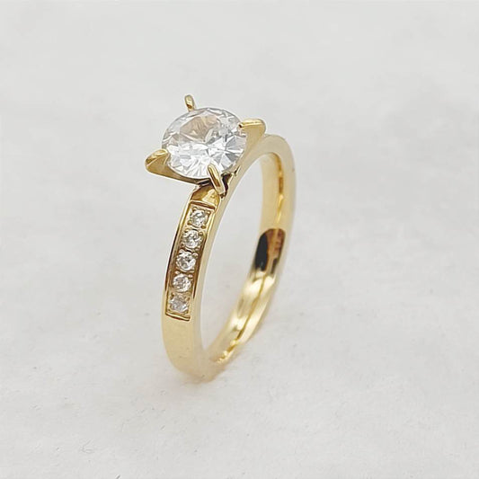 Stålring med 18K förgyllning och CZ