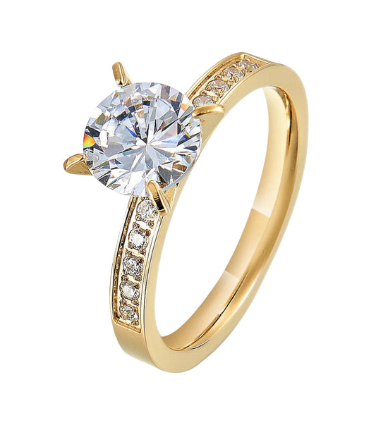 Stålring med 18K förgyllning och CZ