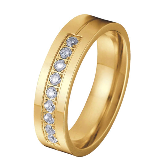 Stålring med 18K förgyllning och CZ