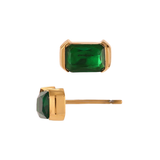 Stålörhängen med 18K förgyllning och CZ 5MM / 10MM