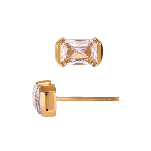 Stålörhängen med 18K förgyllning och CZ 5MM / 10MM