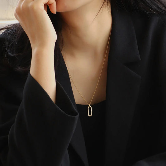 Stålhalsband med 18K förgyllning och CZ 40+5 cm