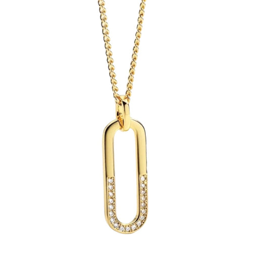 Stålhalsband med 18K förgyllning och CZ 40+5 cm