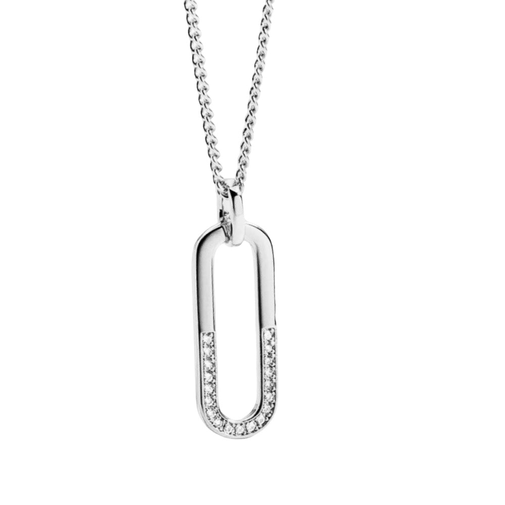 Stålhalsband med CZ 40+5 cm