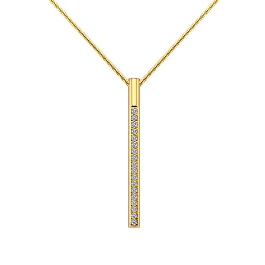 Stålhalsband med 18K förgyllning och CZ 45 cm