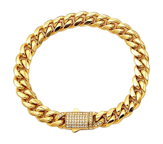 Stålarmband med 18K förgyllning och CZ 19CM / 17CM (10 MM)