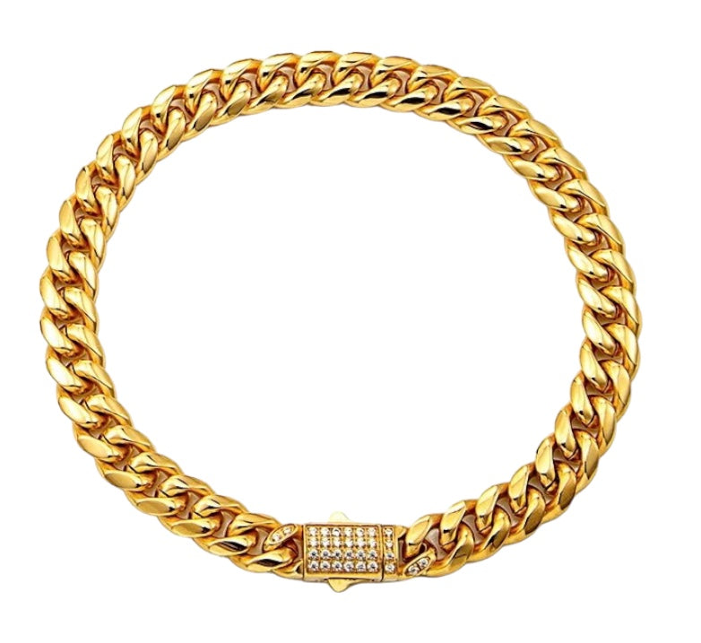 Stålarmband med 18K förgyllning och CZ 19CM / 17CM (8 MM)