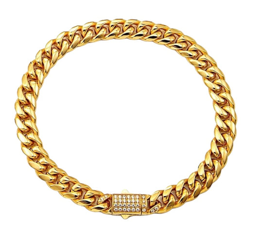 Stålarmband med 18K förgyllning och CZ 19CM / 17CM (8 MM)