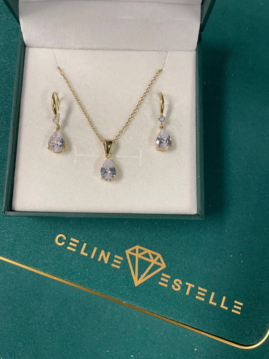 Stålörhängen med 14K förgyllning och CZ