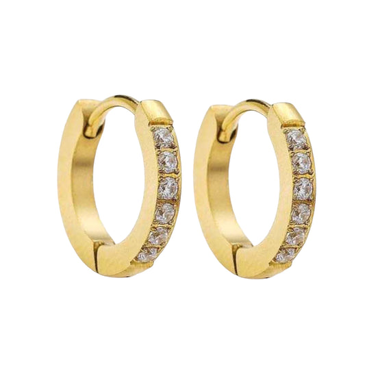 Stålörhängen med 18K förgyllning och CZ 13MM