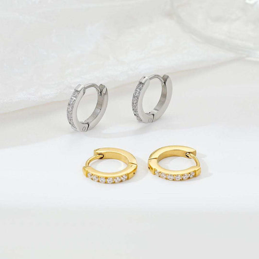 Stålörhängen med 18K förgyllning och CZ 13MM