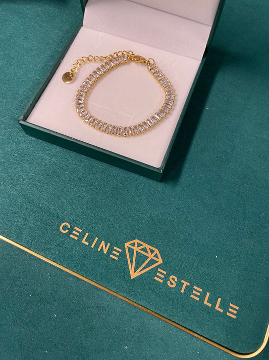 Stålarmband med 18K förgyllning och CZ 16+4 cm (6MM)