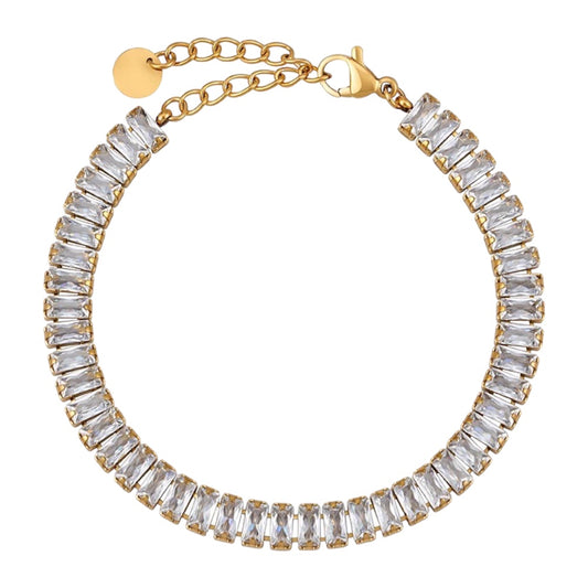 Stålarmband med 18K förgyllning och CZ 16+4 cm (6MM)