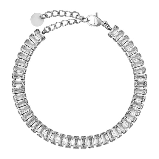 Stålarmband med CZ 16+4 cm (6MM)